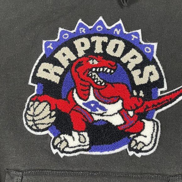 Toronto Raptors Hoodie Sweatshirt Mens Black NBA Basketball Throwback Big Logo - Picture 2 of 10